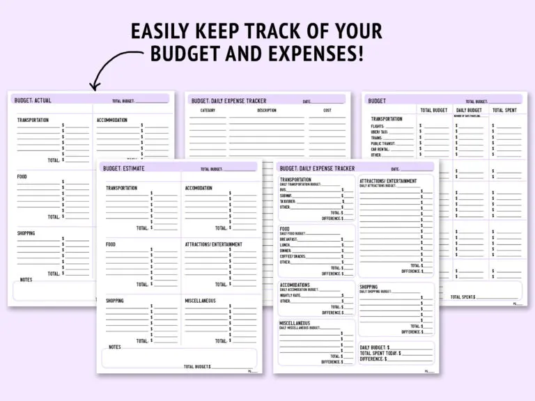 how to plan vacation: travel planner template budget