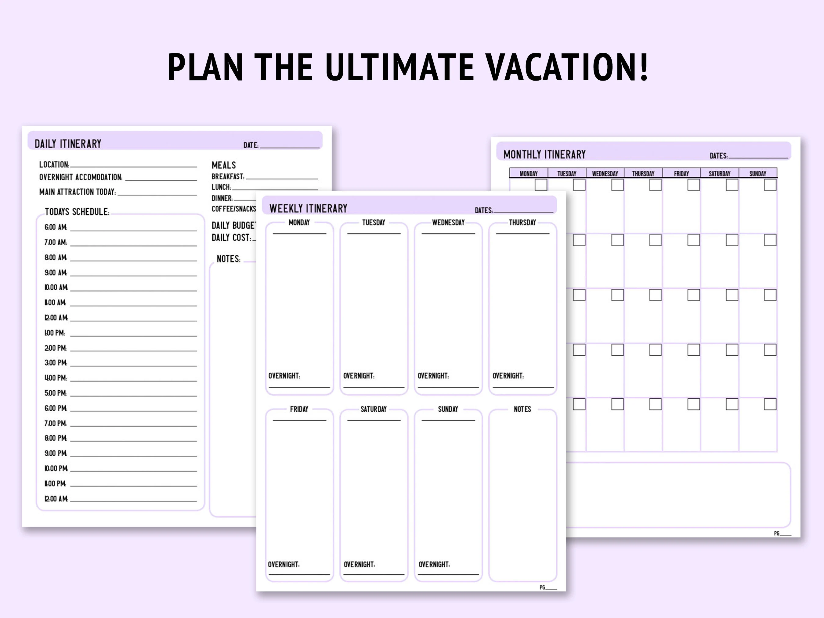 plan a vacation: travel planner itinerary