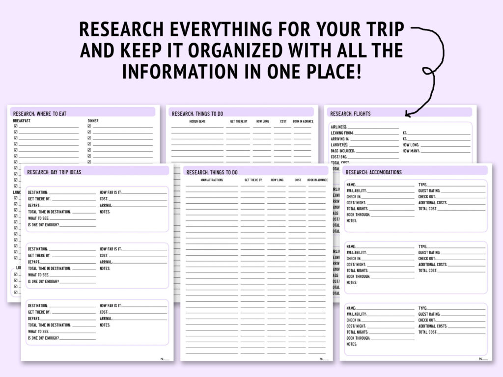 travel planner template: research