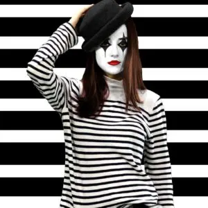 medited photo turning girl into mime