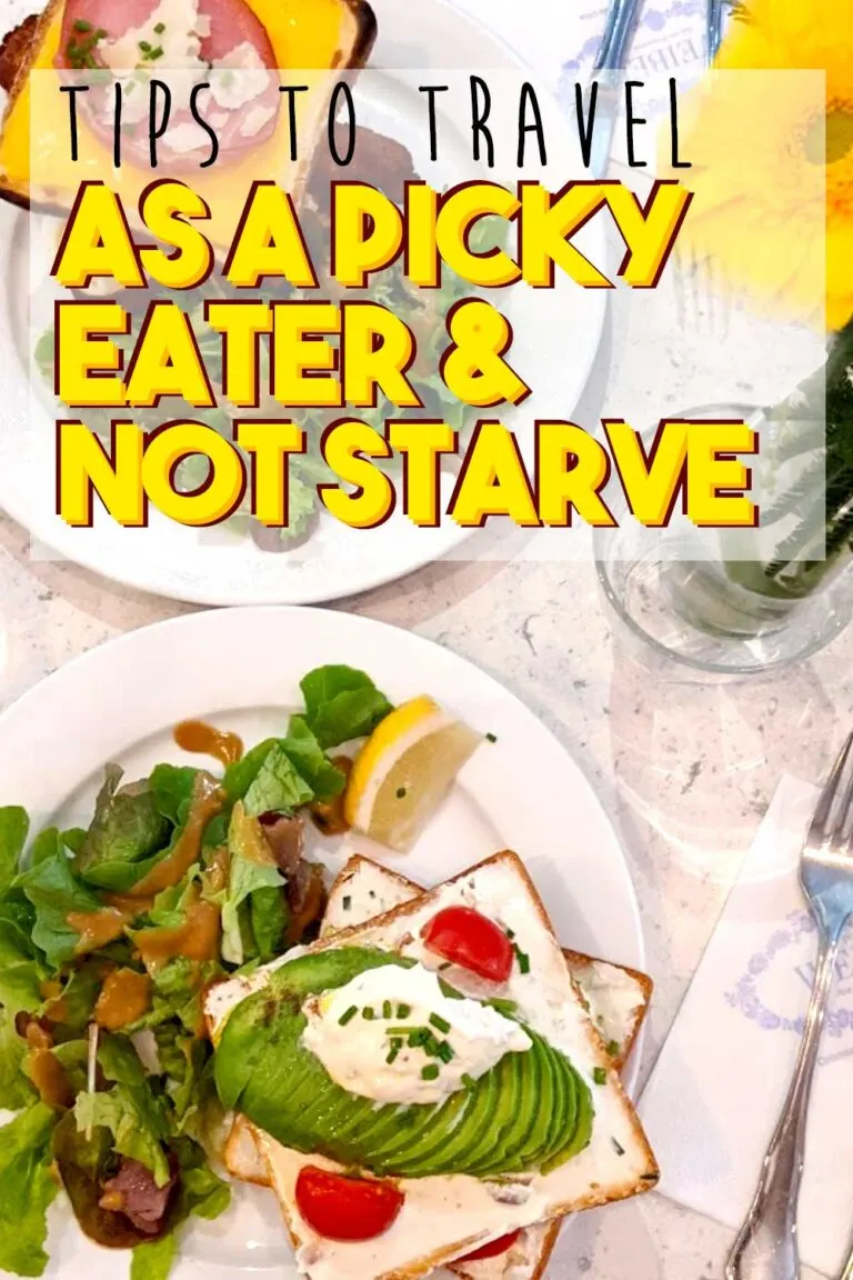 Pinnable Image: Tips to travel as a picky eater and not starve avocado toast