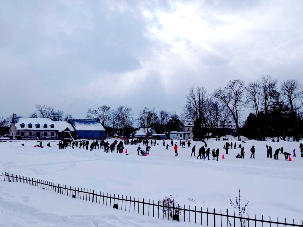 montreal winter activities skating in a park in terrebone