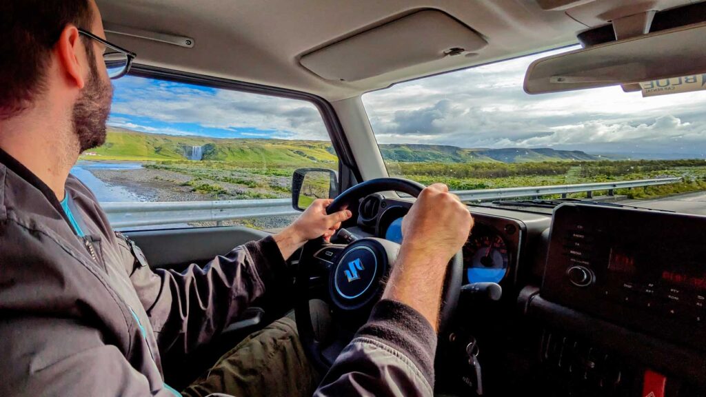 driving-by-skogafoss-to-vik-Iceland