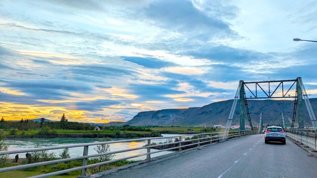 driving-by-selfoss-at-sunset-Iceland