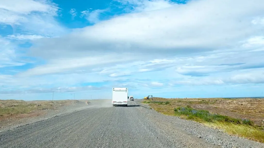 highway-turned-into-gravel-road-in-Iceland